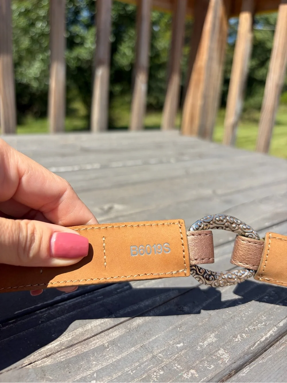 Vintage Brighton CHER B6019S Croc Embossed Stretch Belt Platinum Size 34